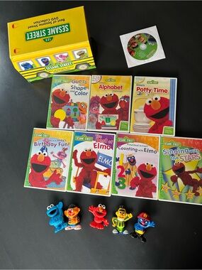 Sesame Street Yellow School Bus DVD Collection - Sesame Street- plus five toys
